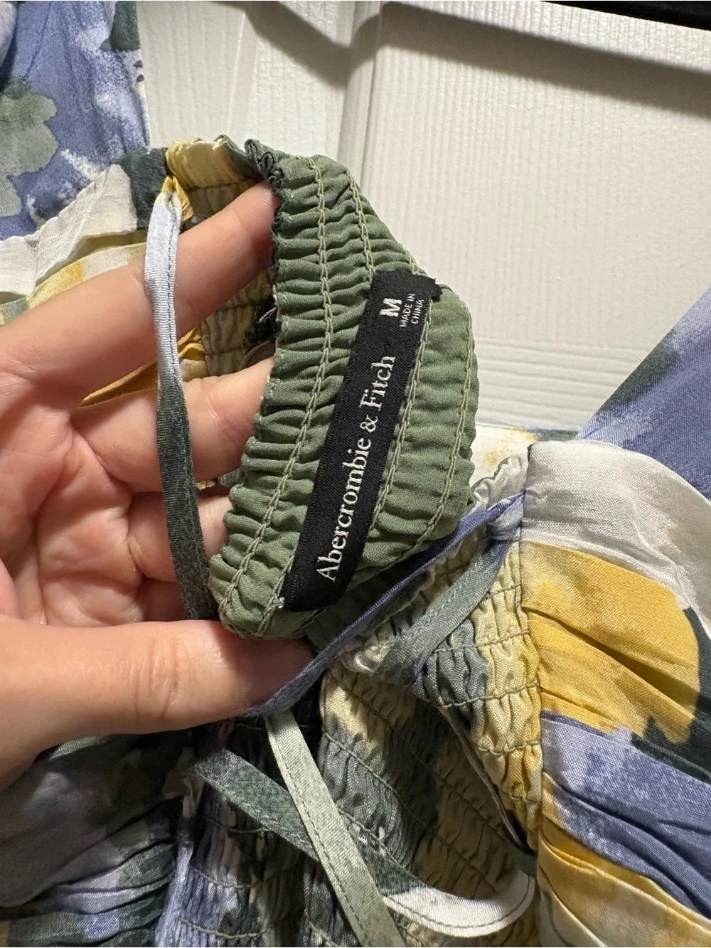 Abercrombie & Fitch Yellow, Blue & Green Floral Puff-Sleeve Dress